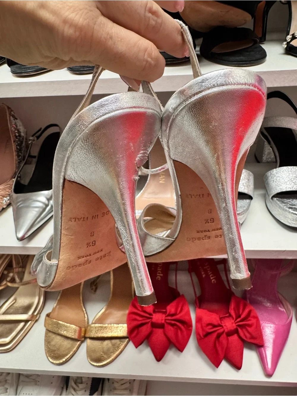 Kate Spade Silver Bow Slingback Sandals